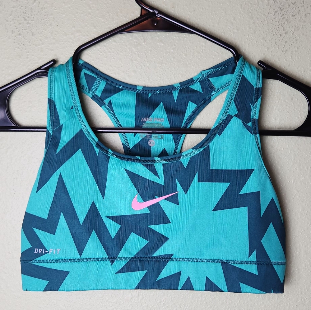 Nike Pro Green Print Sports Bra Size XS